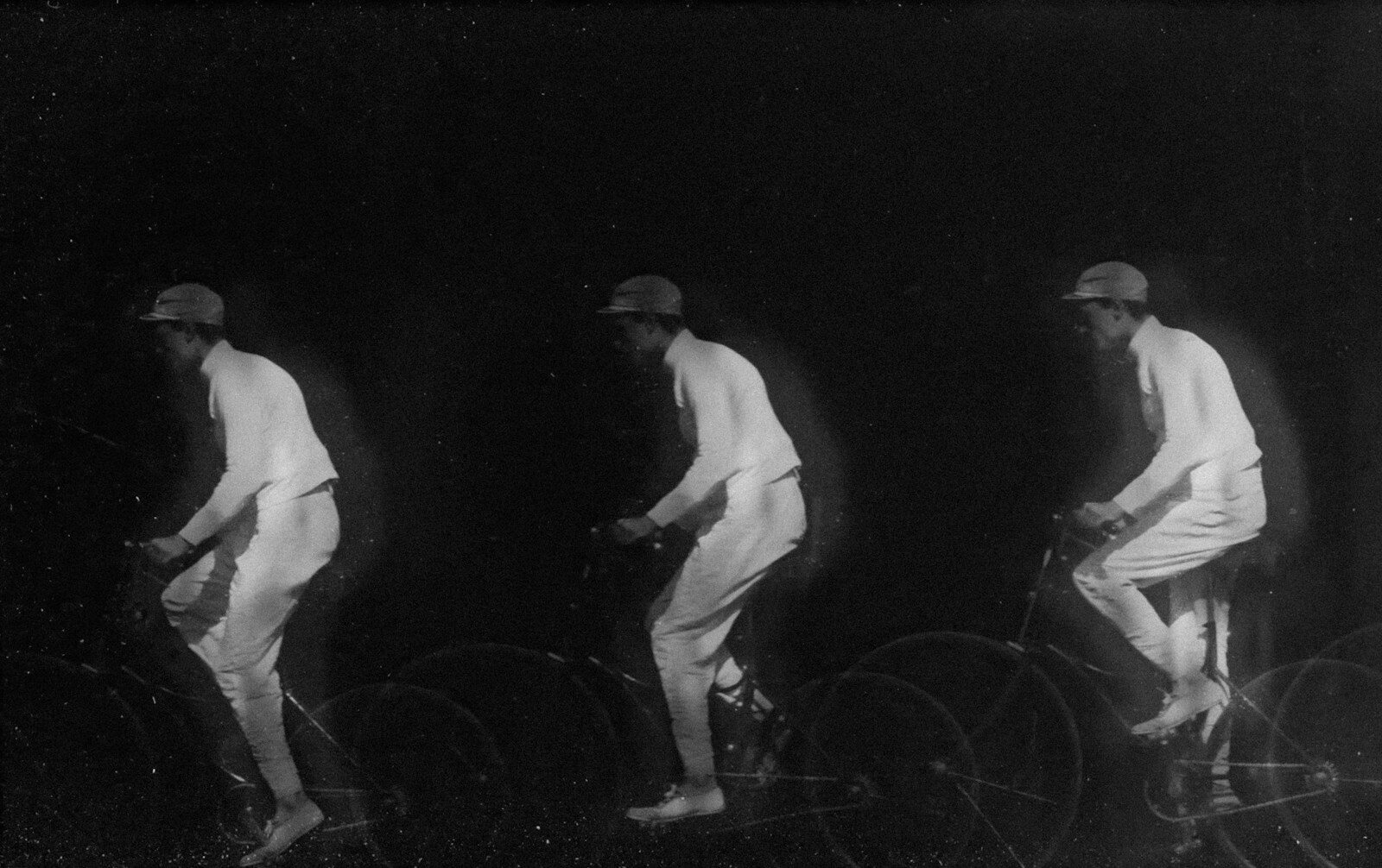 Cyclist demonstrating the reversed-steering Backwards Brain Bicycle experiment