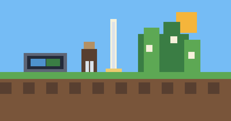 Pixel-art gaming scene showing an old Minecraft-style world being rebuilt into a larger new world